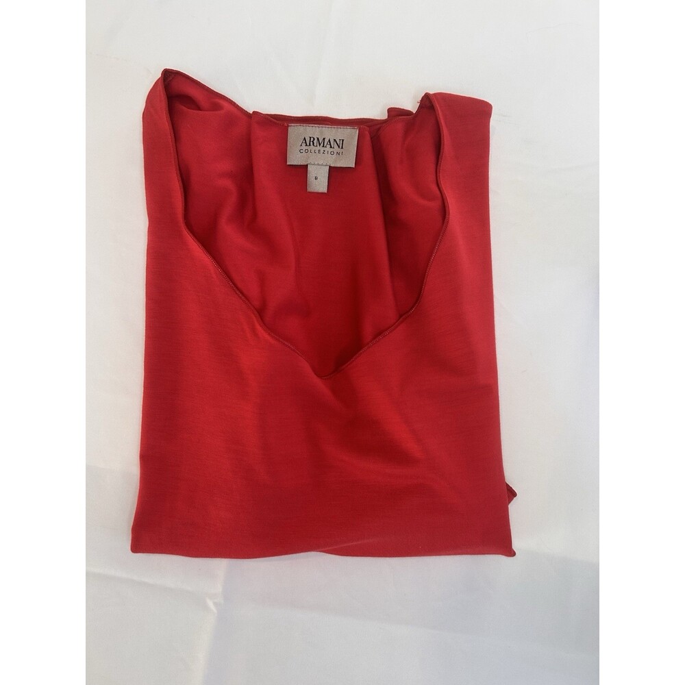 Armani Collezioni Red Scoop Neck Short Sleeve Women's T-Shirt Size 8